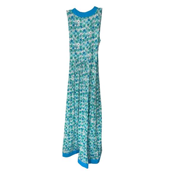 Land's End Maxi Dress Blue Floral Print Soft V-Neck Faux Wrap Cottagecore Small‎ - Picture 8 of 11